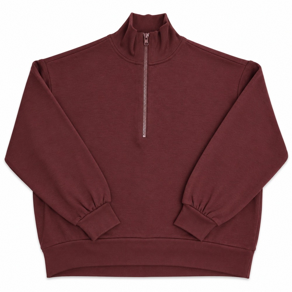 Lou & Grey Signaturesoft Plush Quarter Zip Pullover Womens XXS Burgundy Cozy NWT